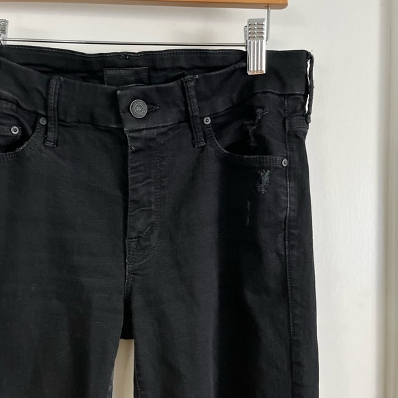 MOTHER Jeans The Looker Ankle Fray Style Guilty as Sin Wash Black Waist Size 28 - Picture 12 of 13
